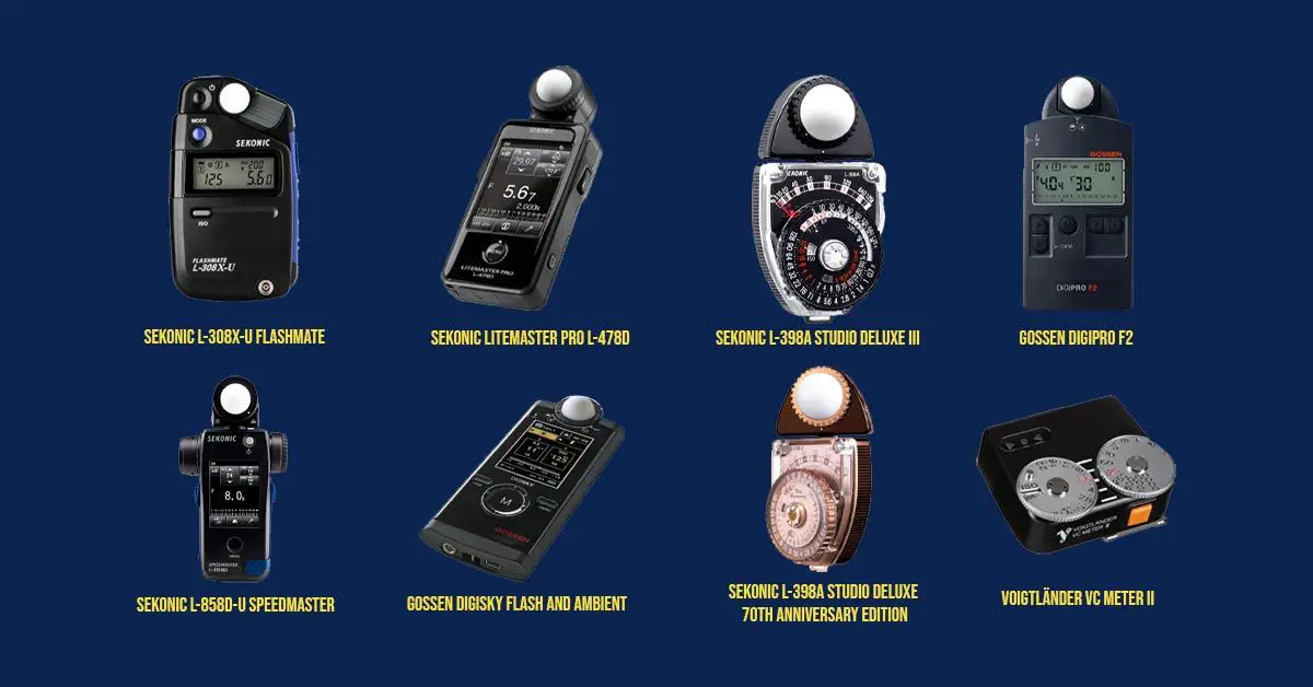 An Image Showing Different Light Meter brands