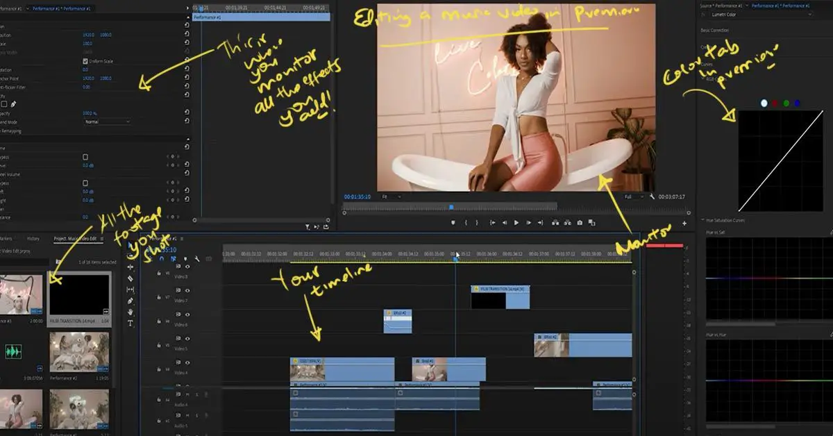 An Image Showing How to Shoot a Music Video - Editing