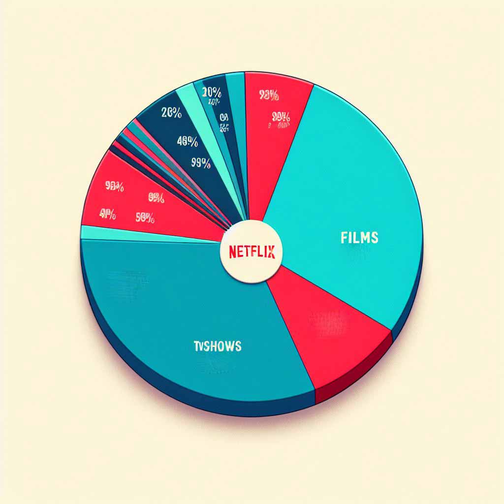 A vibrant red pie chart depicts how Netflix divides its enormous content budget mainly between big-budget films (60%) and television series orders (40%)