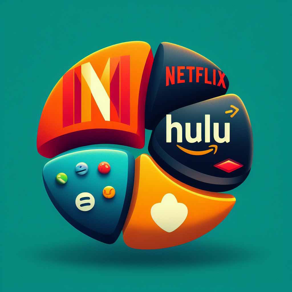 Popular streaming service logos representing digital distribution royalties for screenwriters