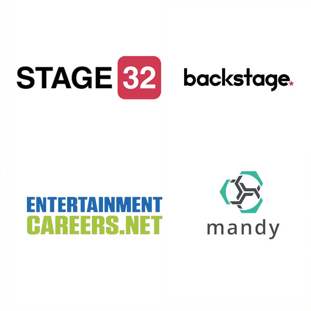 Recognizable logos for top film/television job listing websites useful for internship opportunities.