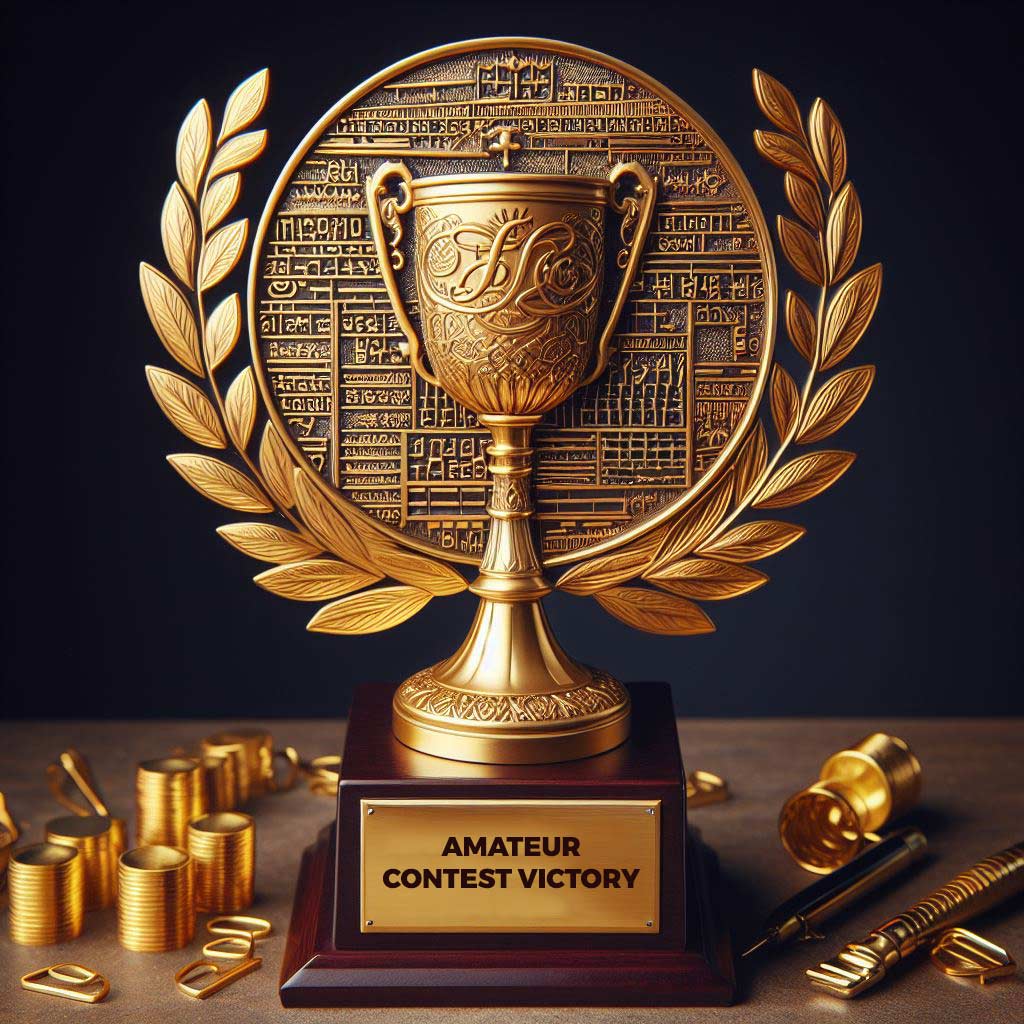 Showing an award represents competing in amateur screenwriting competitions