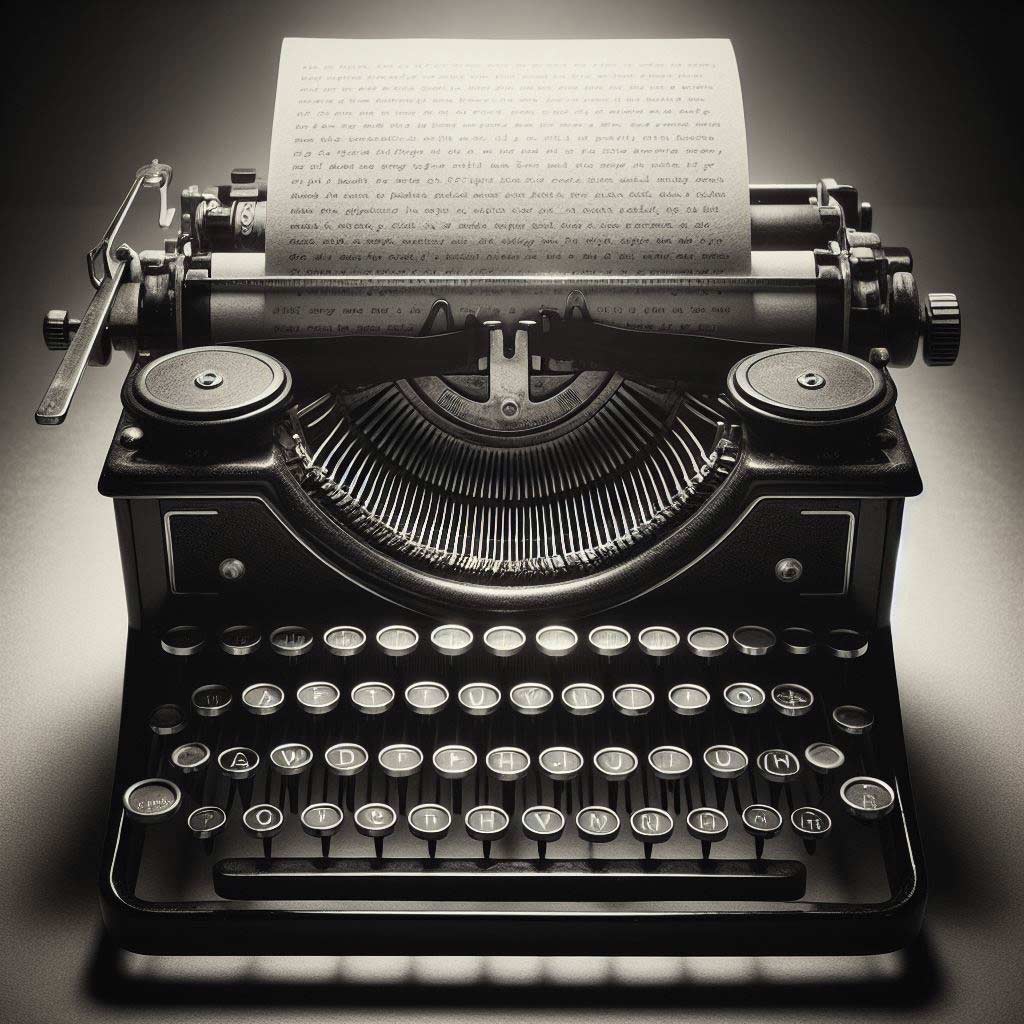 A close up black and white image of a retro typewriter with a script page coming out of the rollers titled How to Properly Format Your Screenplay.